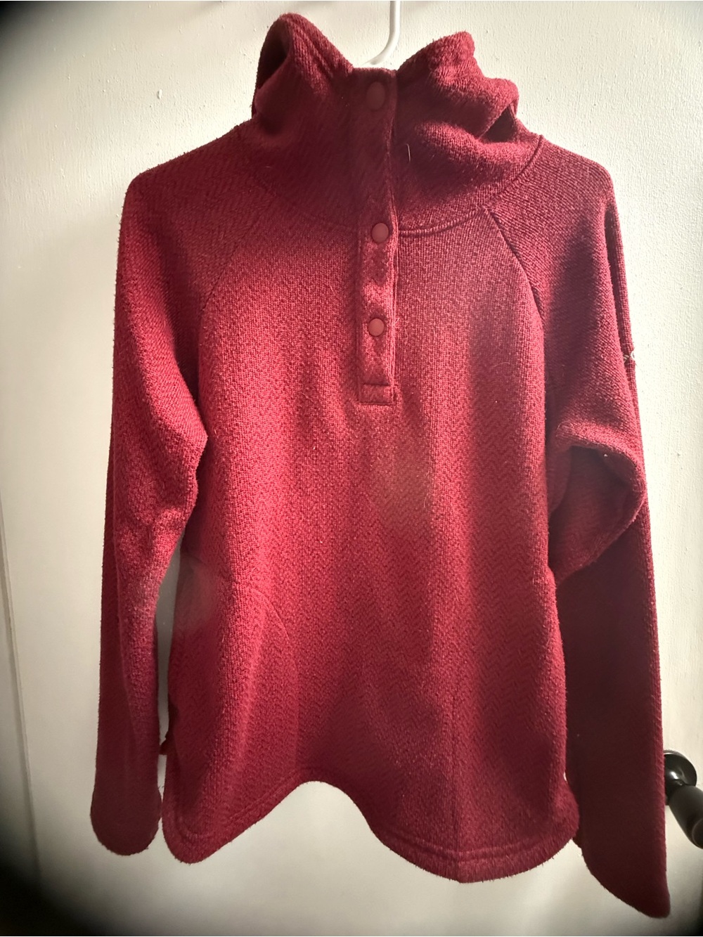 Columbia Red Pullover Snap-Front Fleece Sweater